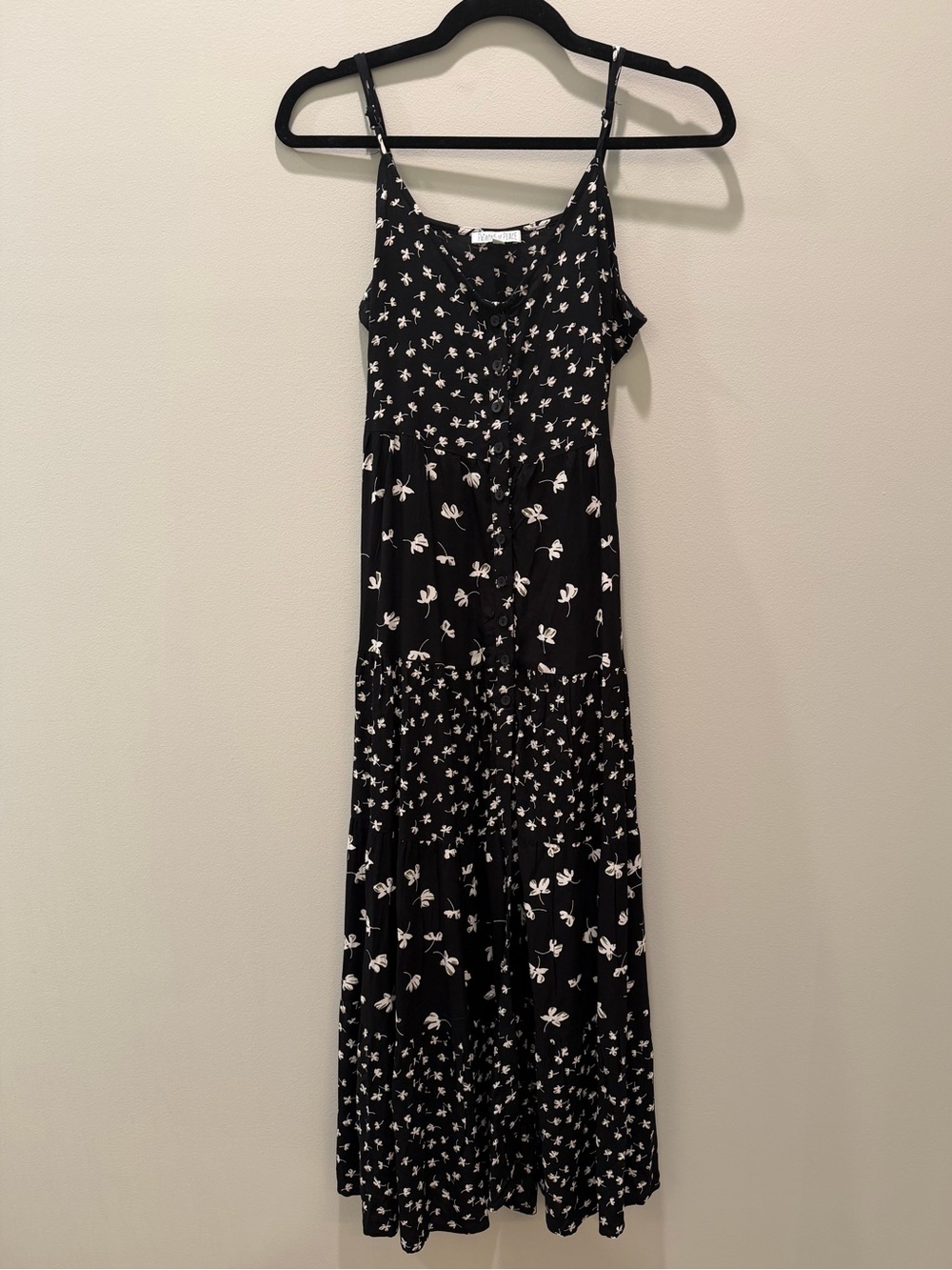 Patrons of Peace Black Maxi Dress with White Floral Print
